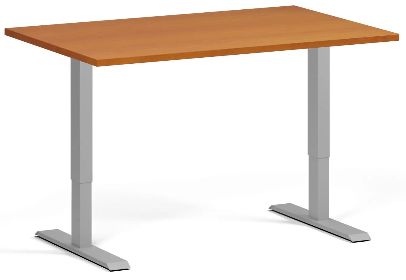 Výškovo nastaviteľný stôl, 120x80 cm, 2 motory, sivá podnož, čerešňa