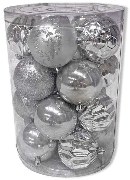 DECOLED Plastové gule, d. 8 cm, 20x striebro