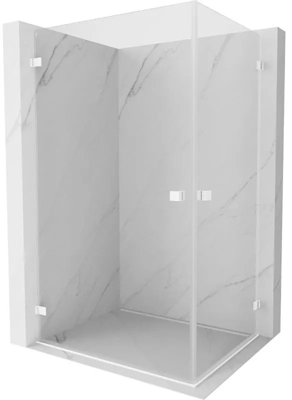 Mexen Lunar-B Duo, výklopný sprchový kút 75 x 70 cm, 8mm číre sklo, biely profil, 832-075L-070P-20-00