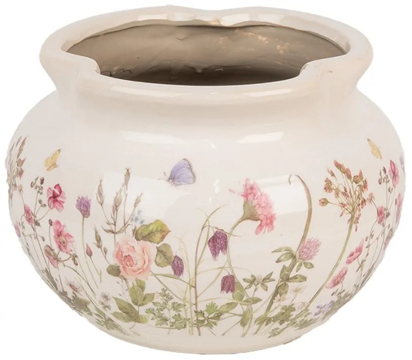 Keramický obal na kvetináč s lúčnymi kvetmi Flowers of Love S - Ø 23*16 cm