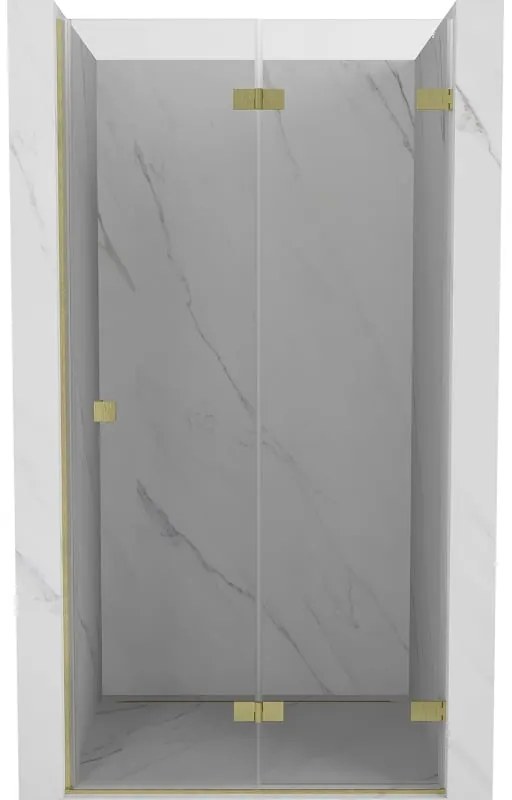Mexen, Mexen Lunar-F pravé sklápacie sprchové dvere 70 cm, transparentné, brúsené zlato - 836-070-000-55-00-P