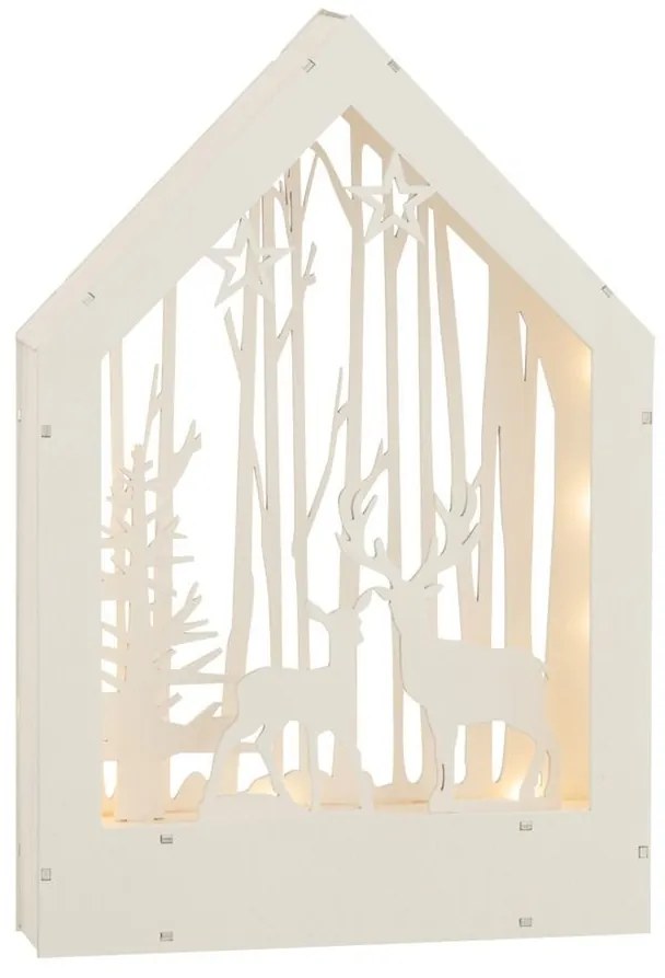 Drevená svietiaca dekorácia jeleň v lese - 24*5*34 cm Drevená svietiaca dekorácia jeleň v lese - 24*5*34 cm
