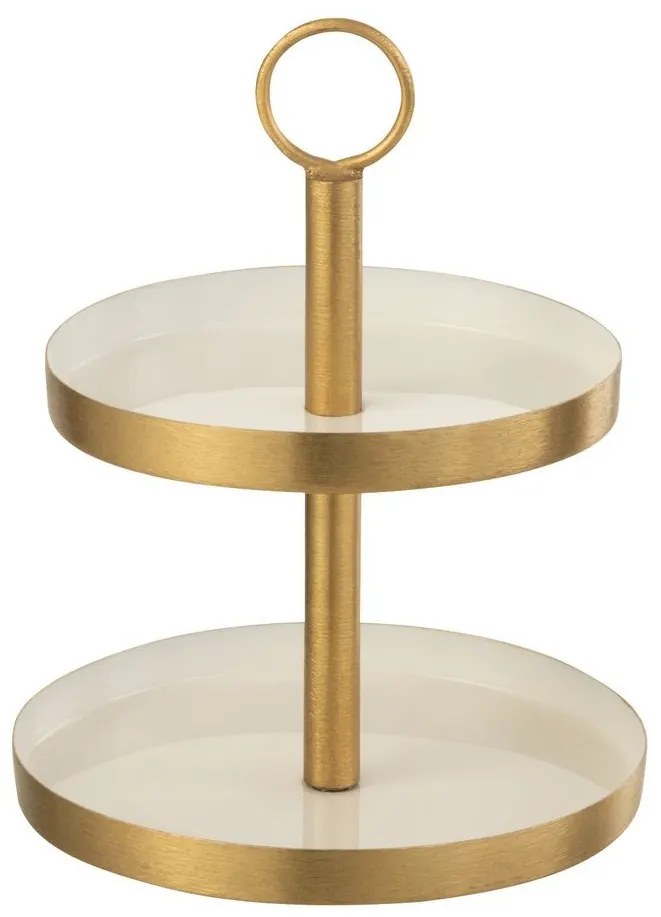 Bielo - zlatý 2-poschodový etažér Mini Cake - Ø 13*17 cm