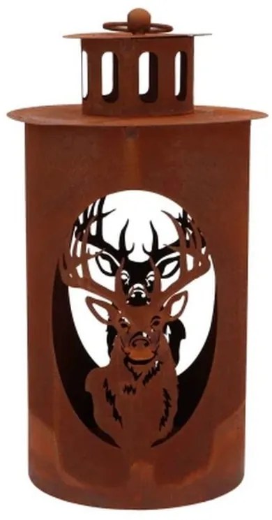 Hrdzavý antik plechový lampáš jeleň Deer - Ø 14*26 cm Hrdzavý antik plechový lampáš jeleň Deer - Ø 14*26 cm
