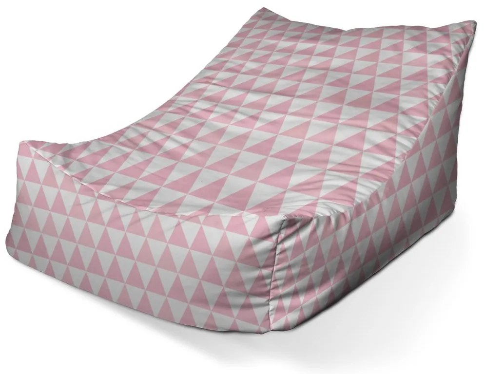 Sedací vak Lounge ružové a biele trojuholníky - detský, ružová