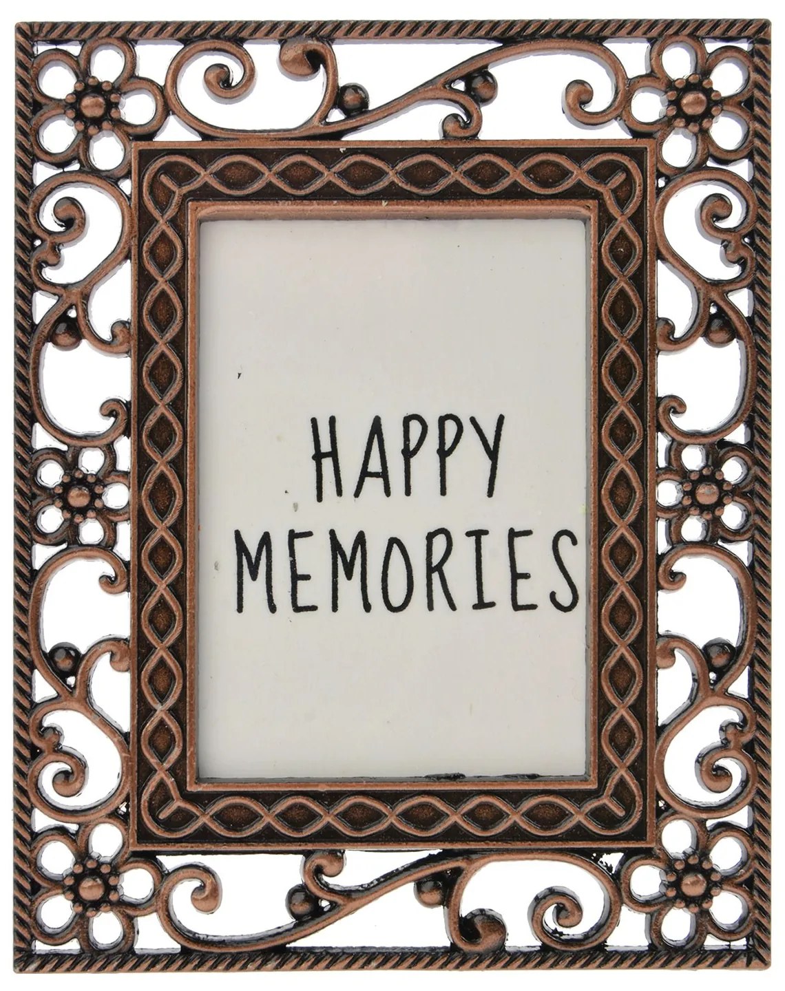 Medený fotorámik s kvetinovými ornamentami - 4*5 cm