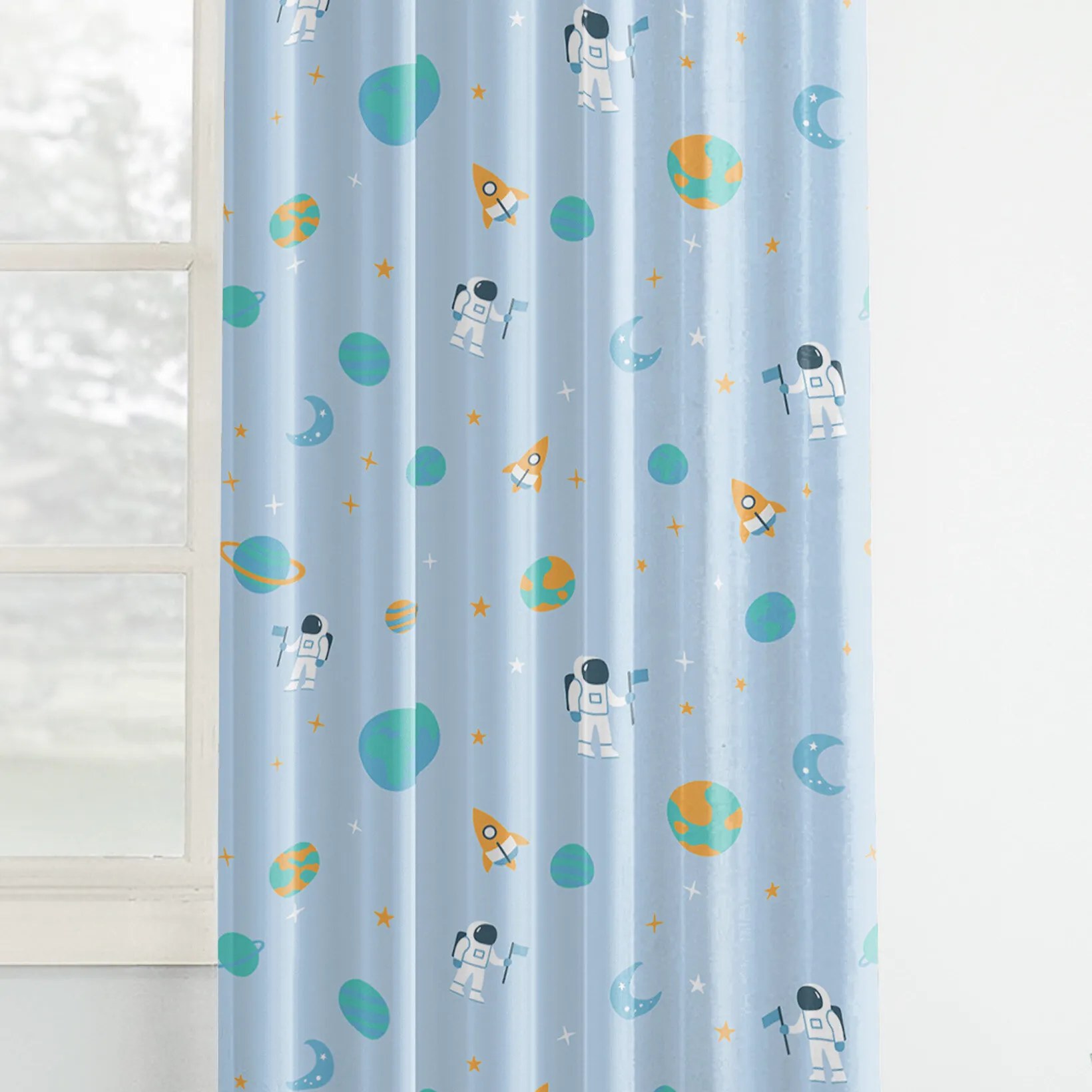 Goldea detský bavlnený záves - kozmonauti vo vesmíre 140x150 cm