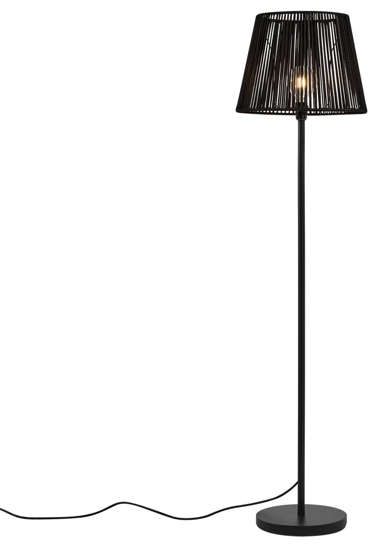 Vonkajšia stojaca lampa čierna s čiernym lanovým tienidlom IP44 - Virginia Jayla