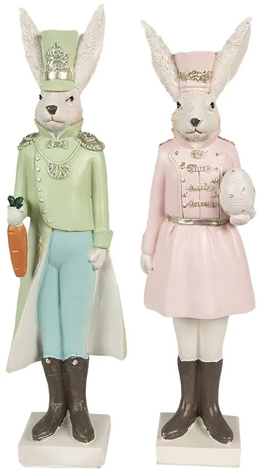 Dekorácia zajac v zelenej uniforme - 7*6*23 cm