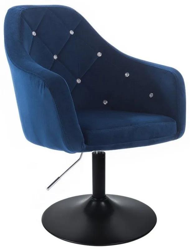 LuxuryForm DESIGN Kreslo ROMA VELUR na čiernom tanieri - modré