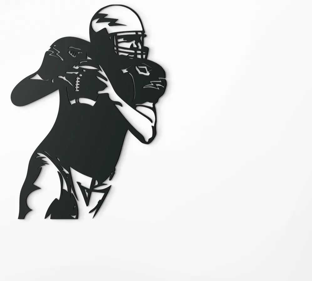 drevko Drevená nálepka Hráč amerického futbalu Rozmer obrazu: 44,5 x 32 cm, Farba dekorácie: Čierna