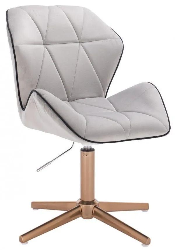 LuxuryForm DESIGN Stolička MILANO MAX VELUR na zlatom kríži - šedá