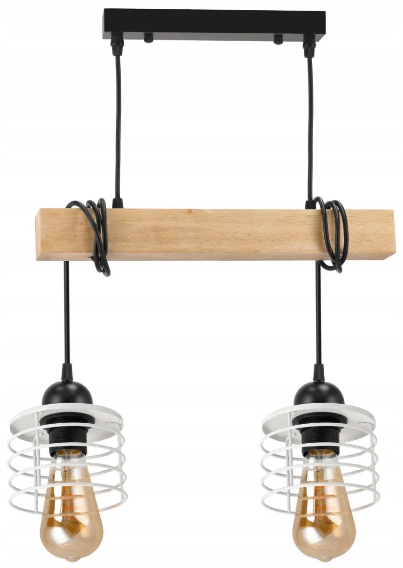 BERGE Závesné stropné svietidlo LED drevený trám 2xE27 Luster Spring White