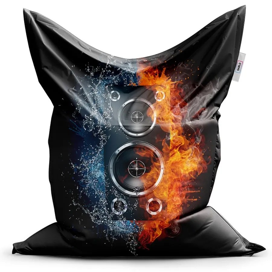 Sedací vak Classic ohnivý reproduktor - detský, čierna