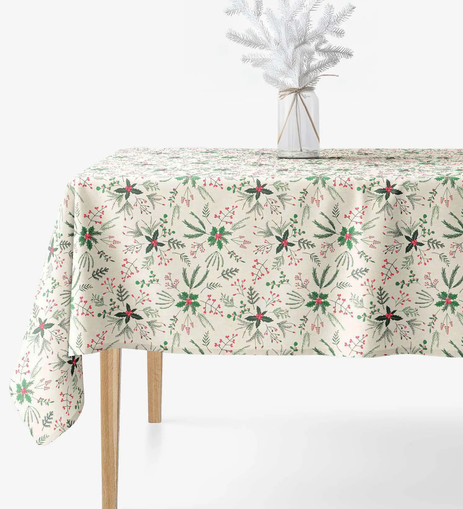 Goldea vianočný hranatý obrus valencia - lesné vetvičky 120 x 140 cm