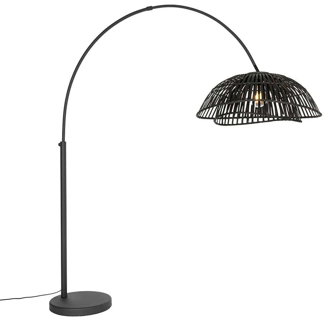 Orientálna oblúková lampa čierna bambusová - Pua