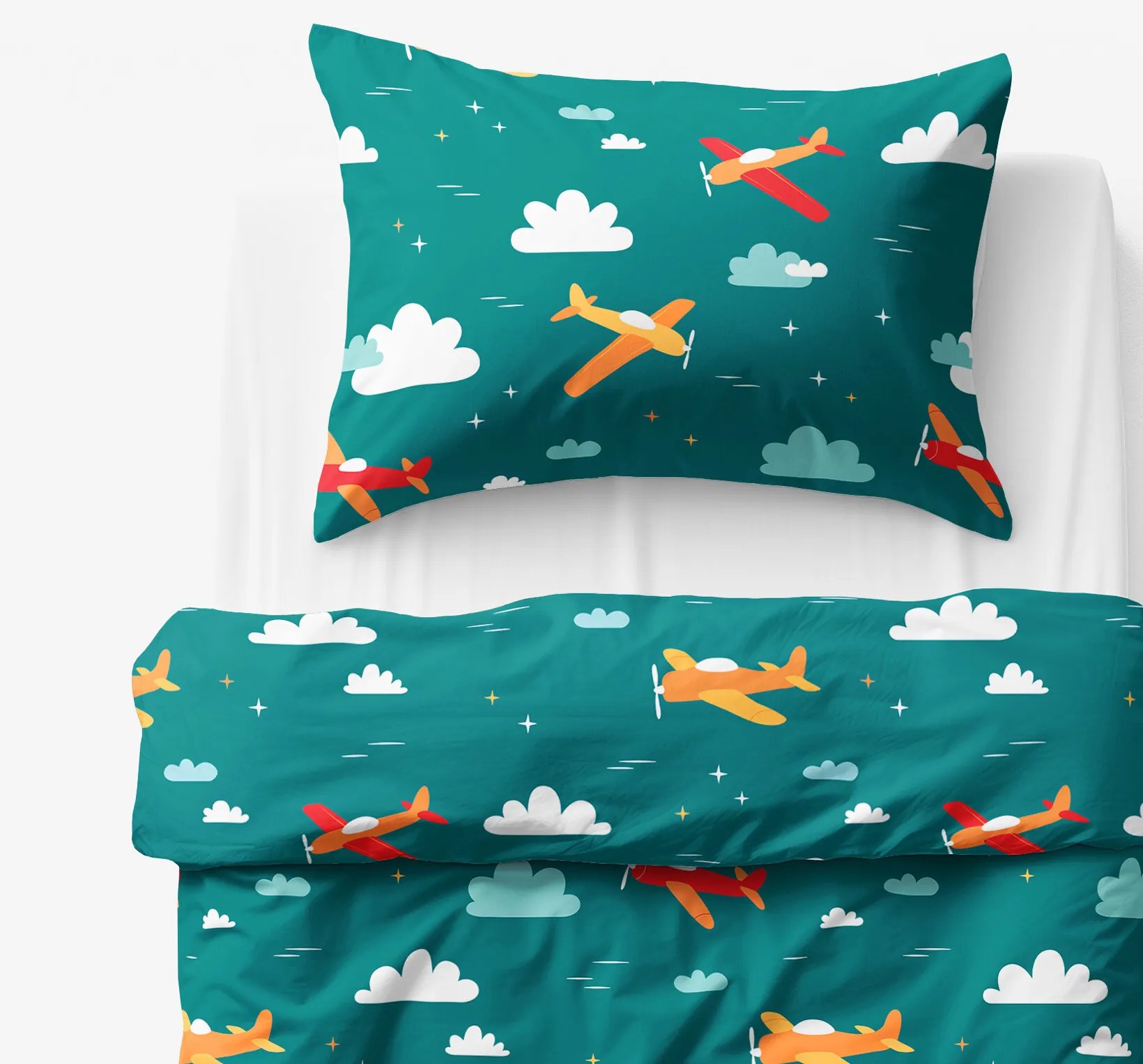 Goldea detské bavlnené obliečky - letecké dobrodružstvo 140 x 200 a 70 x 90 cm