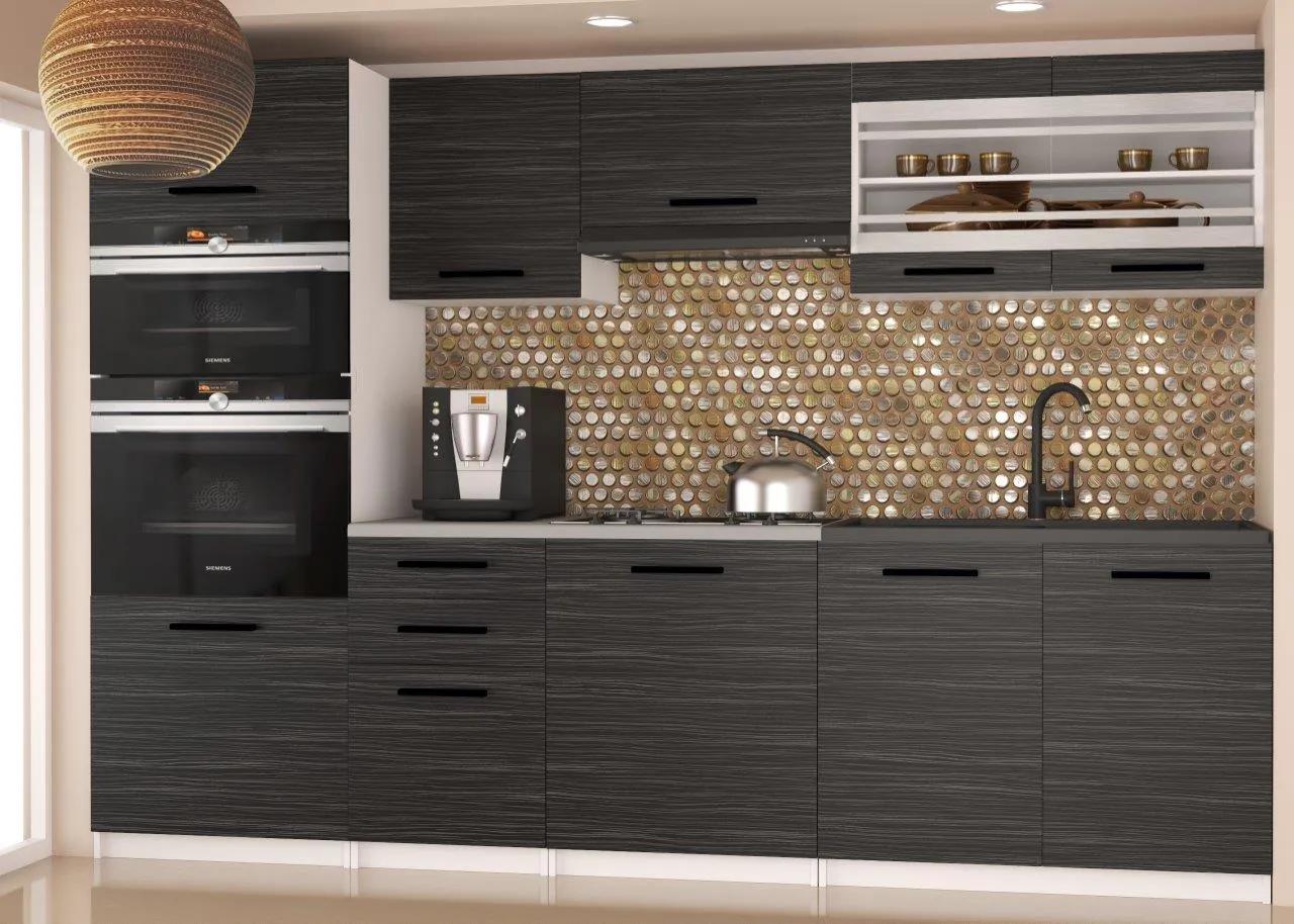 Kuchynská linka Belini 240 cm eben kráľovský s pracovnou doskou Paula2 TOR PAULA2/4/WT/HK/0/B1