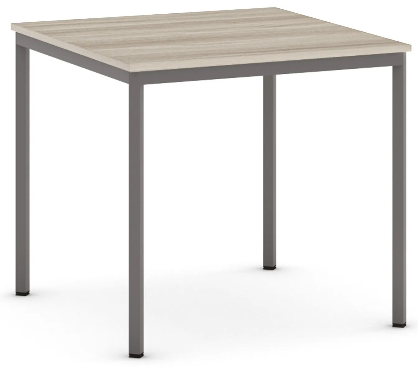 Jedálenský stôl, 800 x 800 mm, tmavo sivá podnož, dub prírodný