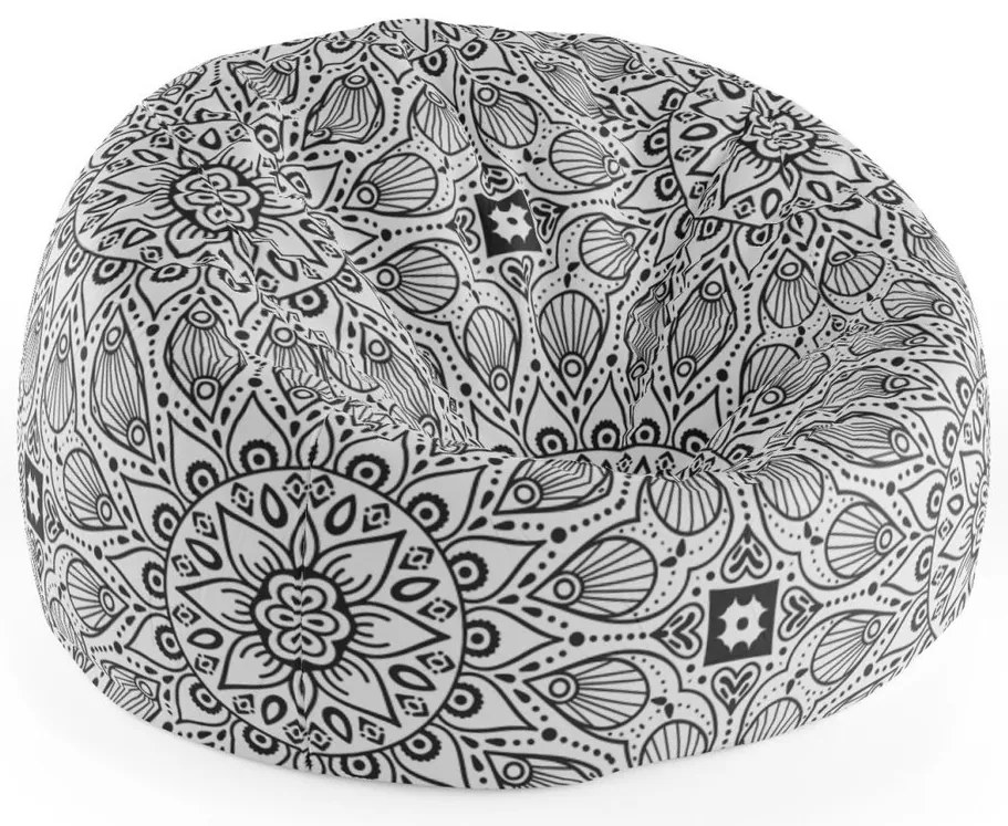 Sedací vak Cocoon biele mehendi, čierna / biela