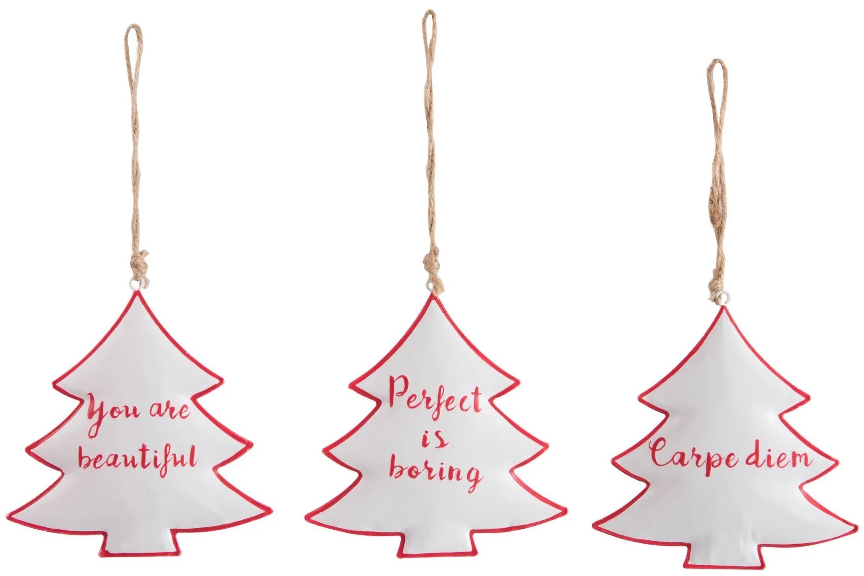 3ks závesná kovová dekorácia stromček - 12*1,5*11cm