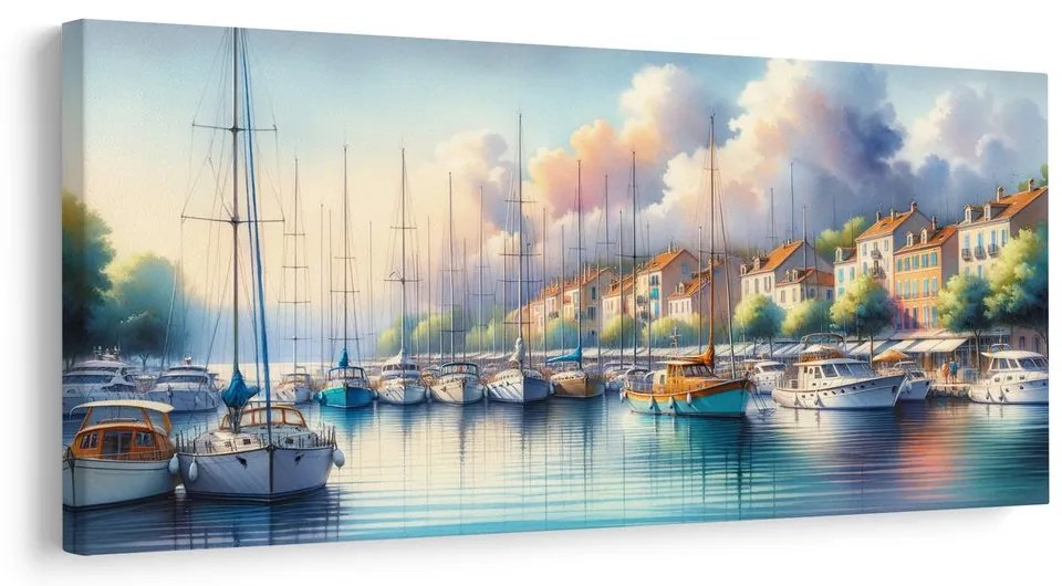 Obraz prístav s farebnými domami