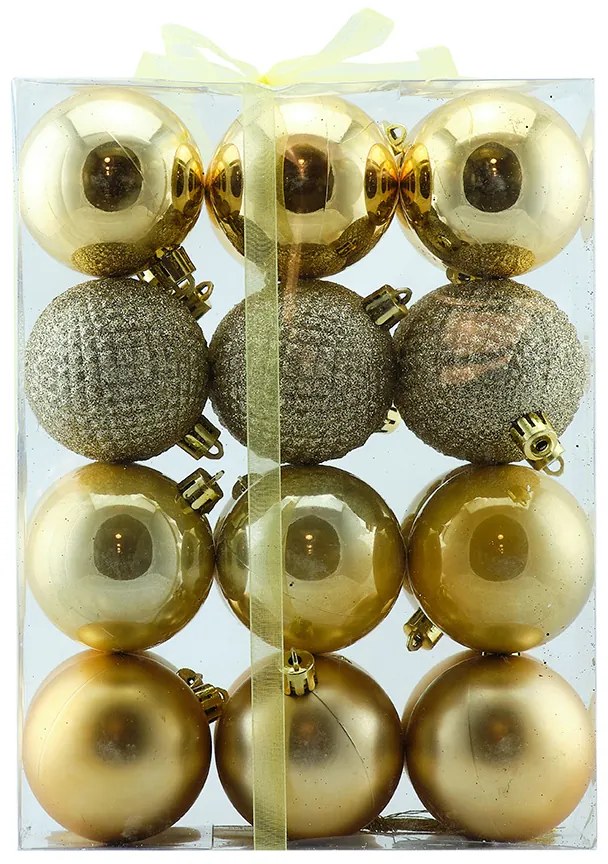 DECOLED Plastové ozdoby zlaté, 24 ks, prům. 6 cm