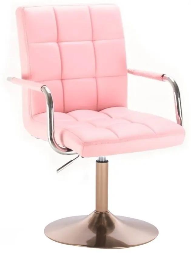 LuxuryForm DESIGN Stolička VERONA na zlatom tanieri - ružová