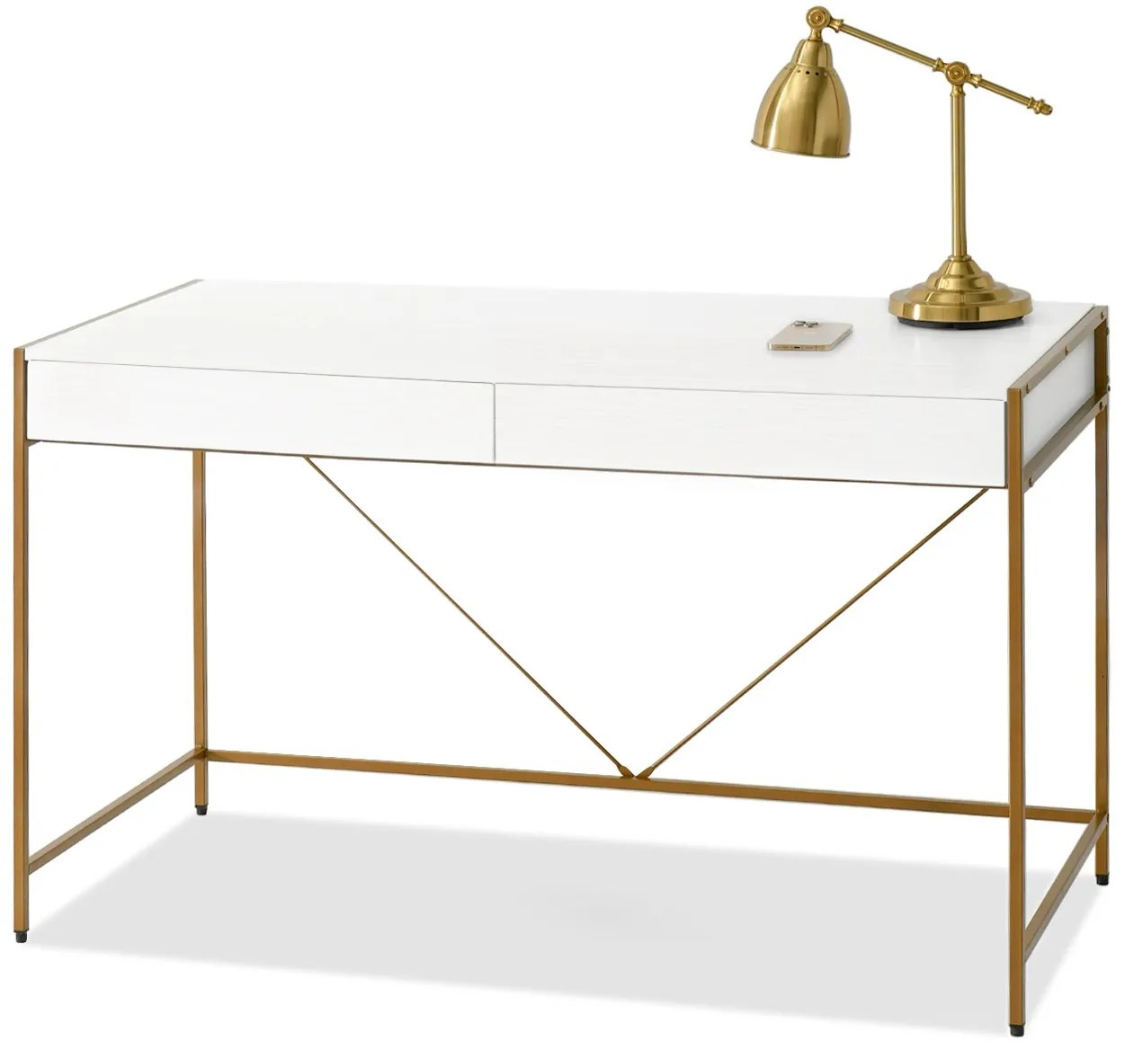 PC stolík Unica (biele drevo + zlatá). Akcia -34%. Vlastná spoľahlivá doprava až k Vám domov. 1109850