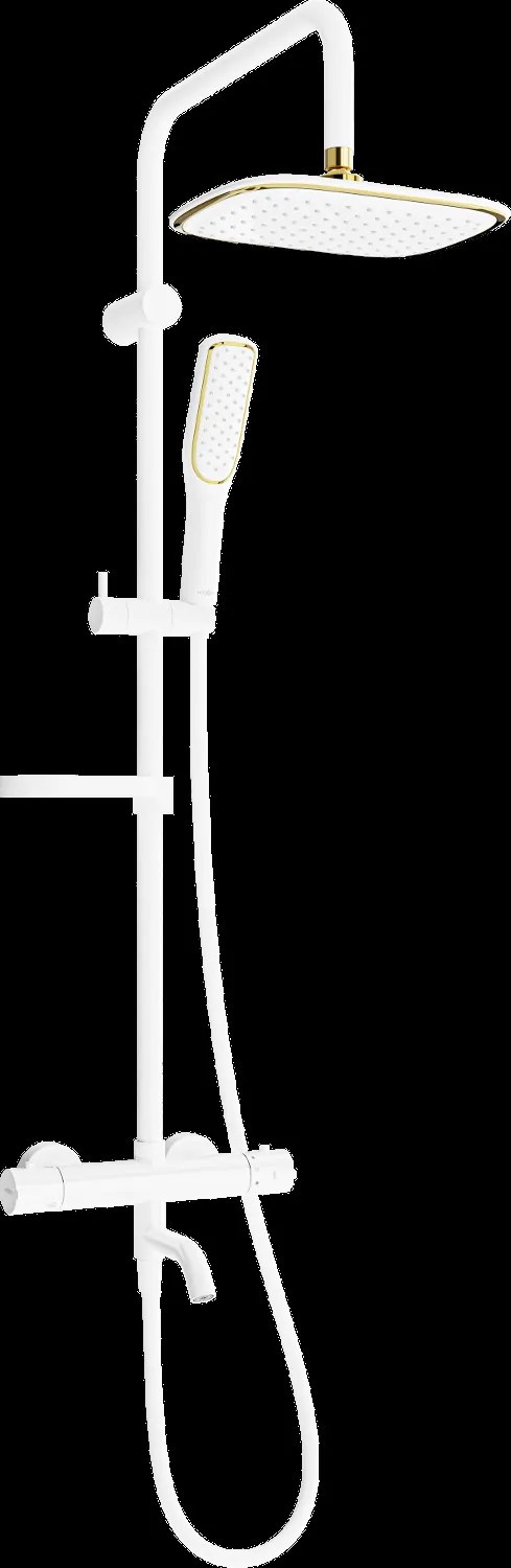 Mexen sprchový set KX49 s termostatickou vaňovou batériou, biela-zlatá, 779004991-25