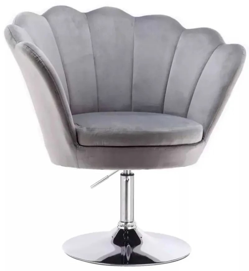 LuxuryForm DESIGN Kreslo FREY VELUR na striebornom tanieri - svetlo šedé