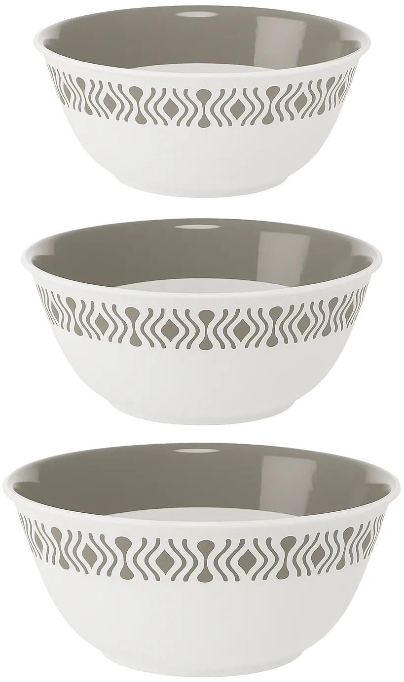 STEFANPLAST Plastová miska Tosca, biely/svetlo šedý set 3ks bez veka