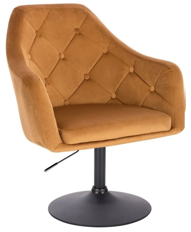 LuxuryForm DESIGN Kreslo ANDORA VELUR na čiernom tanieri - medové