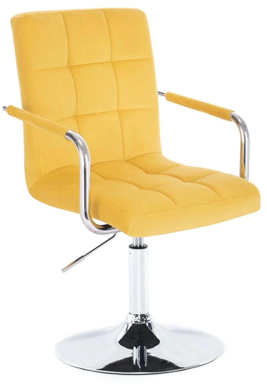 LuxuryForm DESIGN Stolička VERONA VELUR na striebornom tanieri - žltá