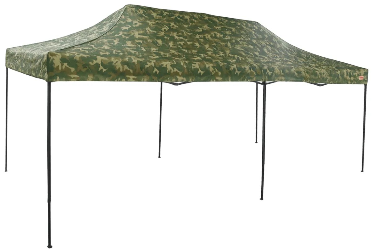 Rýchlorozkladací nožnicový stan 3x6m – oceľový, Bez bočných plachiet, Maskáčová