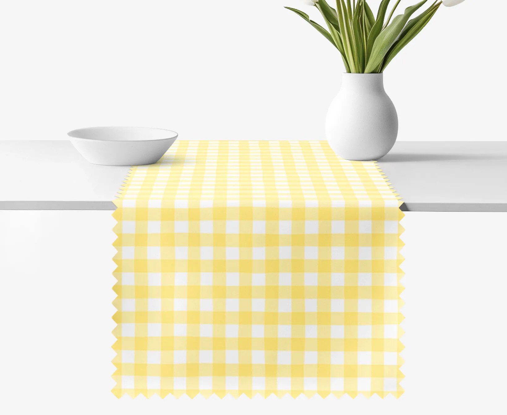 Goldea behúň na stôl teflónový - žlté kocky 35x120 cm