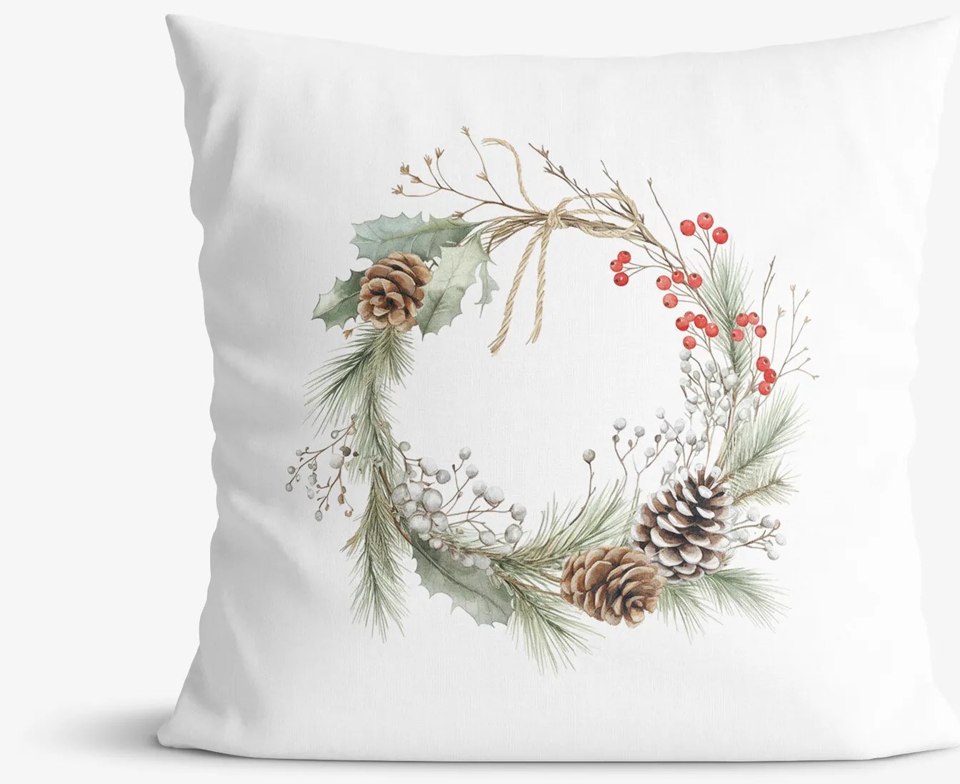 Goldea vianočná dekoračná obliečka na vankúš - veniec z ihličia 45 x 45 cm