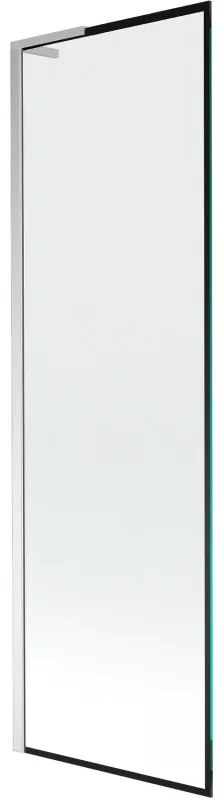 Mexen Next L, 1-krídlová vaňová zástena 60 x 150 cm, 6mm číre sklo-čierny vzor, chrómový profil, 895-060-000-03-70-01