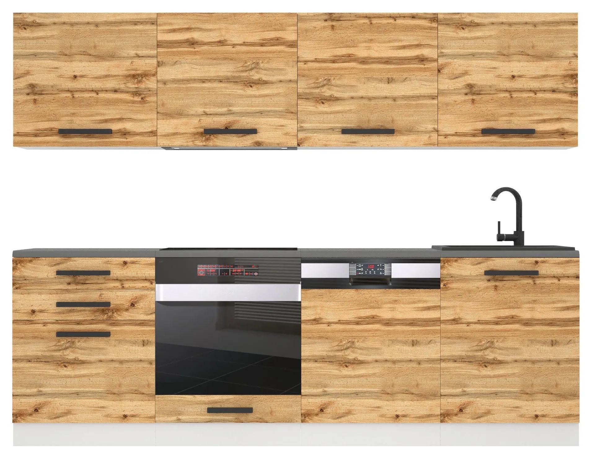 Kuchynská linka Belini Premium Full Version 240 cm dub wotan s pracovnou doskou ALICE