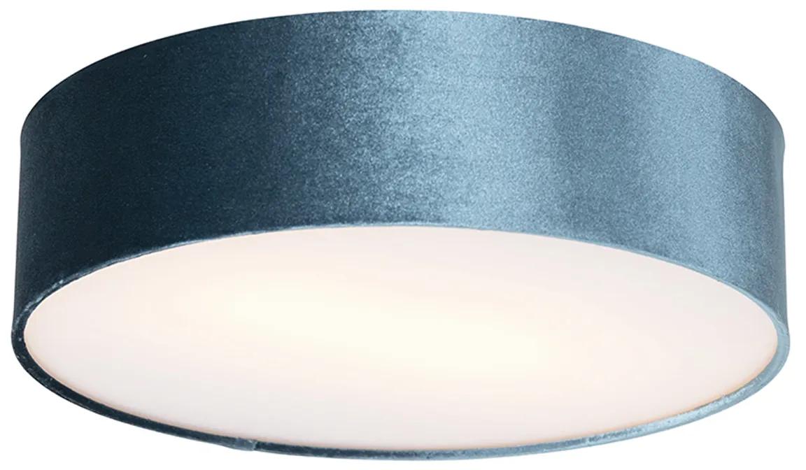 Moderné stropné svietidlo modré 40 cm so zlatým vnútrom - Drum