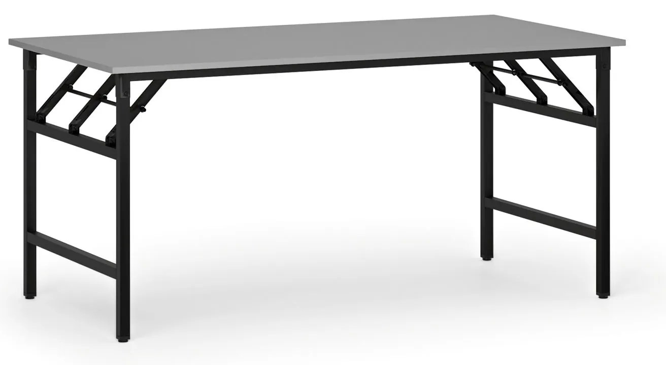 Konferenčný stôl FAST READY, 160x80 cm, čierna podnož, sivá