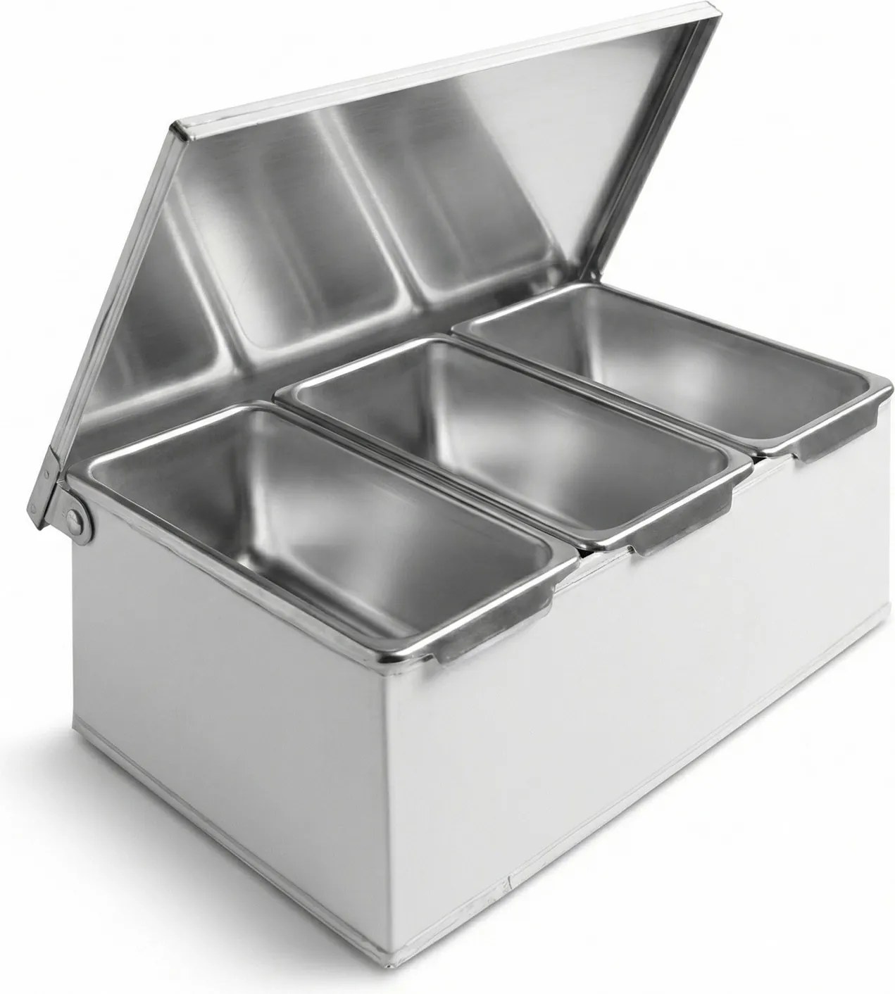Nerezový zásobník na 3 prísady, 230 x 150 x 90 mm