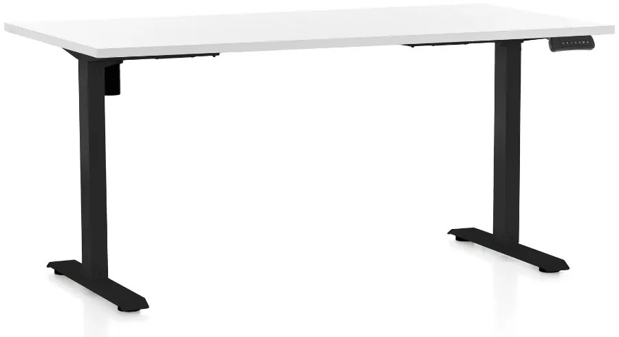 Výškovo nastaviteľný stôl OfficeTech B, 160 x 80 cm, čierna podnož, biela