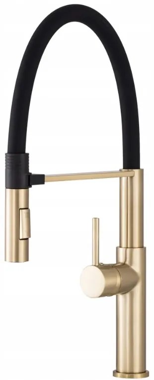 Gamma Vento New, stojanková drezová batéria s flexibilným ramenom, 2-funkčný výtok, čierna-zlatá matná, GMA-BVONK-BGD