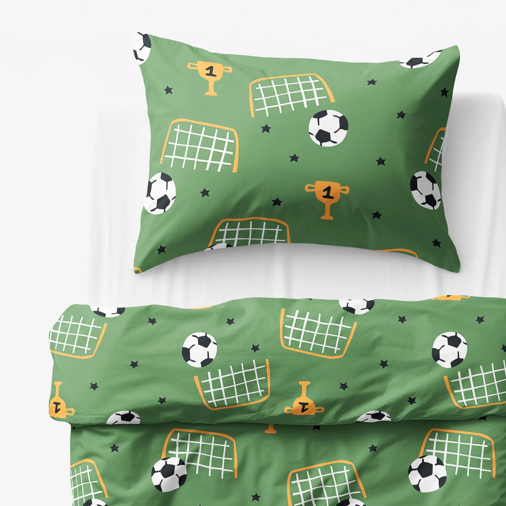 Goldea detské bavlnené obliečky - futbalový svet 140 x 200 a 70 x 90 cm