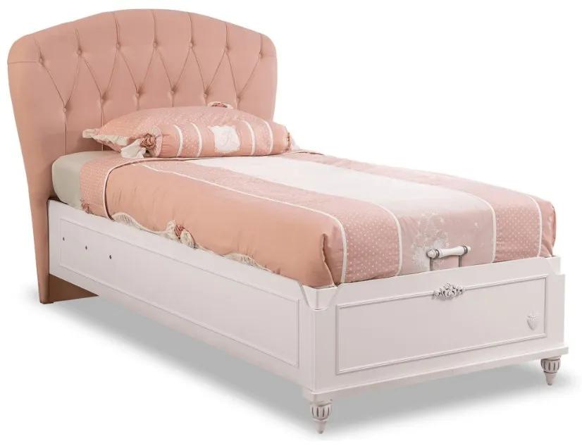 Detská posteľ s úložným priestorom Carmen 100x200cm - biela/ružová