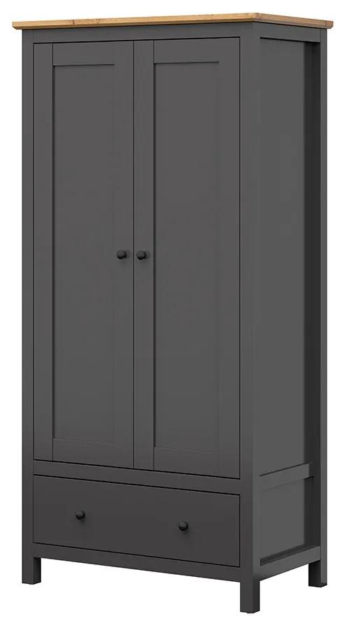 Šatníková skriňa BRW Hesen SZF2D1S/20/10 (grafit + dub artisan). Akcia -18%. Vlastná spoľahlivá doprava až k Vám domov. 1062523