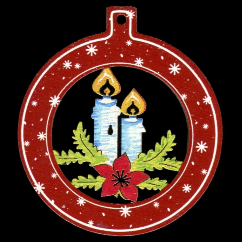 AMADEA Drevená ozdoba farebná guľa so sviečkami 6 cm