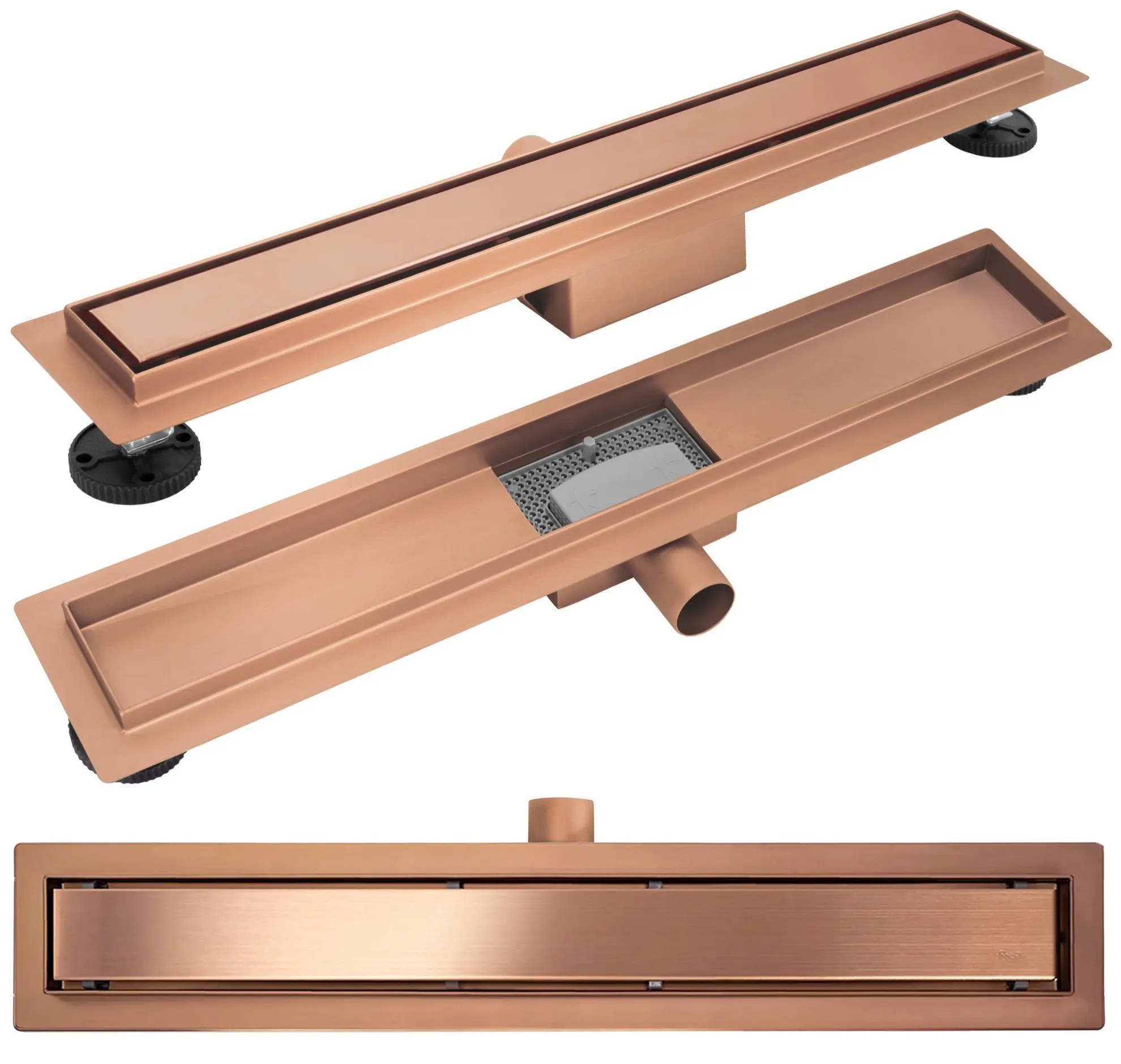 Rea Neox, nerezový sprchový odtokový žľab 60cm, 2v1, medená matná, REA-G4897