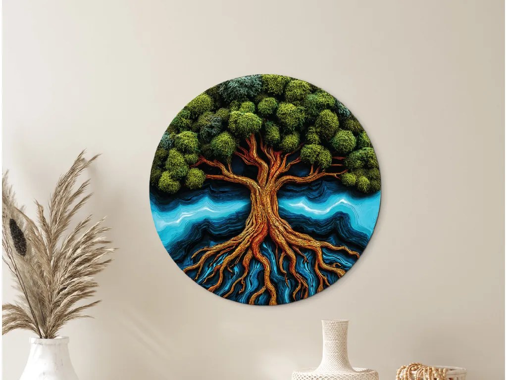drevko | Machový strom života Zakorenenie (UV tlač) 45 x 45 cm